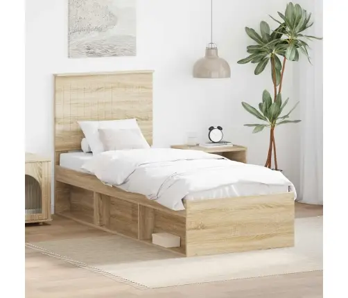 Voodi Raam Peaga Sonoma Tamm 75 X 190 Cm Tahke Mänd