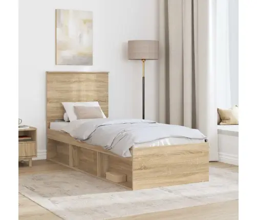 Voodi Raam Peaga Sonoma Tamm 75 X 190 Cm Tahke Mänd