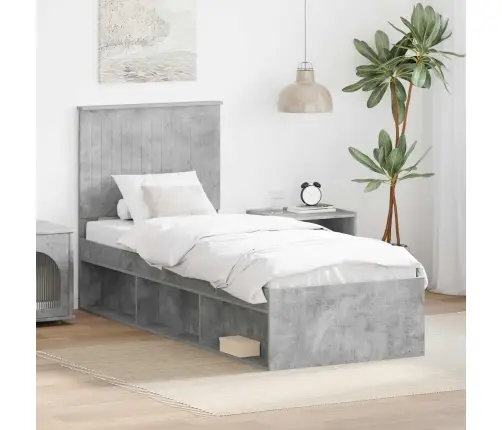 Voodi Raam Peaga Betoonhall 75 X 190 Cm Tahke Mänd