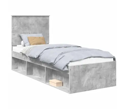 Voodi Raam Peaga Betoonhall 75 X 190 Cm Tahke Mänd