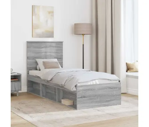 Lovos Rėmas Pilkas Sonoma 75 X 190 Cm Kietos Pušies Mediena