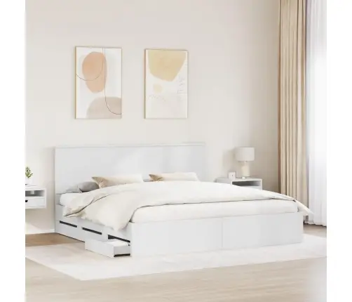 Lovos Rėmas Su Stalčių Balta 200 X 200 Cm Inžinerinė Mediena