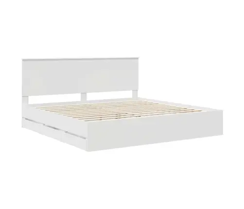 Lovos Rėmas Su Stalčių Balta 200 X 200 Cm Inžinerinė Mediena