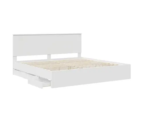 Lovos Rėmas Su Stalčių Balta 200 X 200 Cm Inžinerinė Mediena