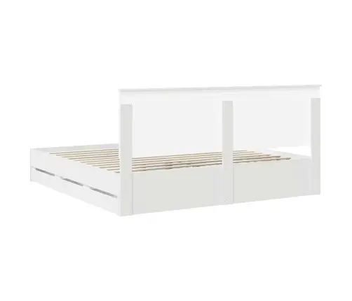 Lovos Rėmas Su Stalčių Balta 200 X 200 Cm Inžinerinė Mediena