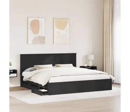 Voodi Raam Sahtliga Peaga Must 200 X 200 Cm Inseneripuit