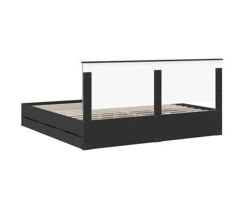 Voodi Raam Sahtliga Peaga Must 200 X 200 Cm Inseneripuit