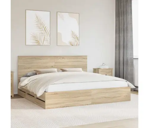 Gultas Rāmis Sonoma Ozols 200 X 200 Cm Inženieru Koks Vidaxl