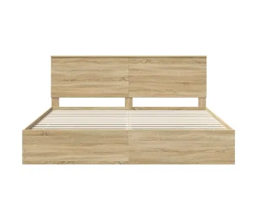 Gultas Rāmis Sonoma Ozols 200 X 200 Cm Inženieru Koks Vidaxl