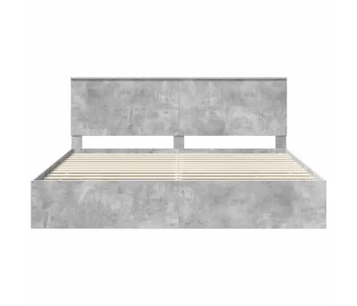 Gultas Rāmis Betona Pelēks 200 X 200 Cm Inženieru Koks Vidaxl