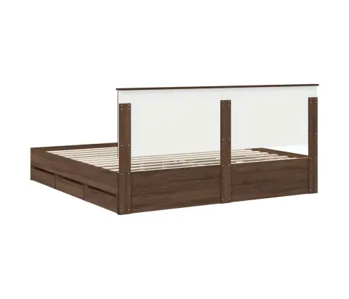 Gultas Rāmis Brūns Ozols 200 X 200 Cm Inženieru Koks Vidaxl