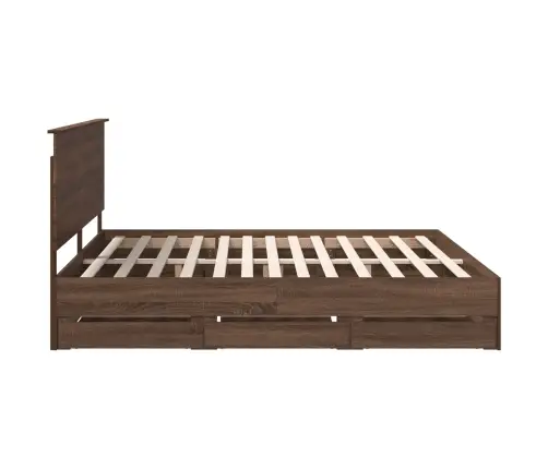 Gultas Rāmis Brūns Ozols 200 X 200 Cm Inženieru Koks Vidaxl