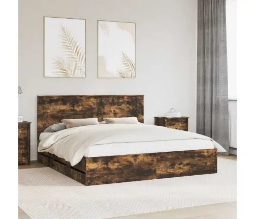 Gultas Rāmis Dūmaka Ozols 180 X 200 Cm Inženieru Koks Vidaxl