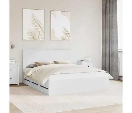 Lovos Rėmas Su Stalčių Balta 160 X 200 Cm Inžinerinė Mediena