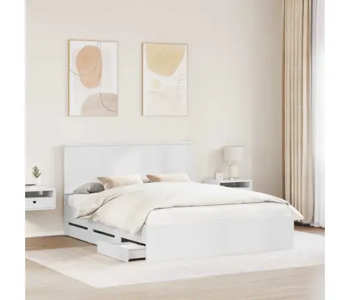 Lovos Rėmas Su Stalčių Balta 160 X 200 Cm Inžinerinė Mediena