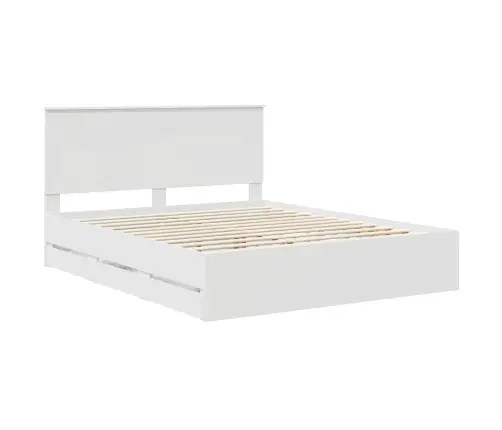 Lovos Rėmas Su Stalčių Balta 160 X 200 Cm Inžinerinė Mediena