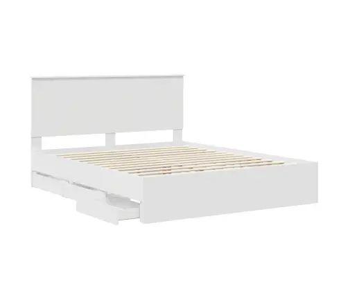 Lovos Rėmas Su Stalčių Balta 160 X 200 Cm Inžinerinė Mediena