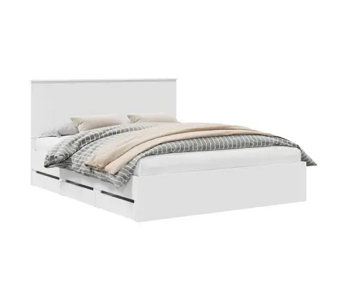 Lovos Rėmas Su Stalčių Balta 160 X 200 Cm Inžinerinė Mediena