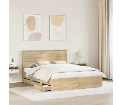 Gultas Rāmis Sonoma Ozols 160 X 200 Cm Inženieru Koks Vidaxl