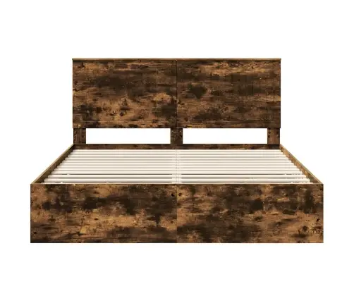 Gultas Rāmis Dūmaka Ozols 160 X 200 Cm Inženieru Koks Vidaxl