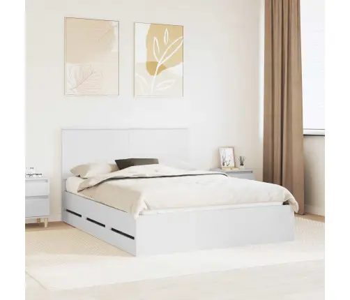 Gultas Rāmis Ar Atvilktni Balts 150 X 200 Cm Inženieru Koks Vidaxl