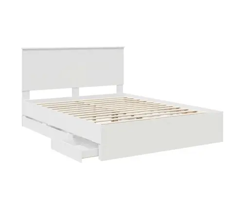 Gultas Rāmis Ar Atvilktni Balts 150 X 200 Cm Inženieru Koks Vidaxl