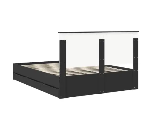 Lovos Rėmas Su Stalčių Juoda 150 X 200 Cm Inžinerinė Mediena