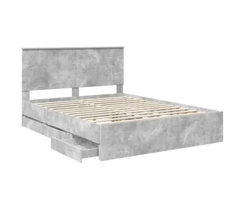 Gultas Rāmis Betona Pelēks 150 X 200 Cm Inženieru Koks Vidaxl