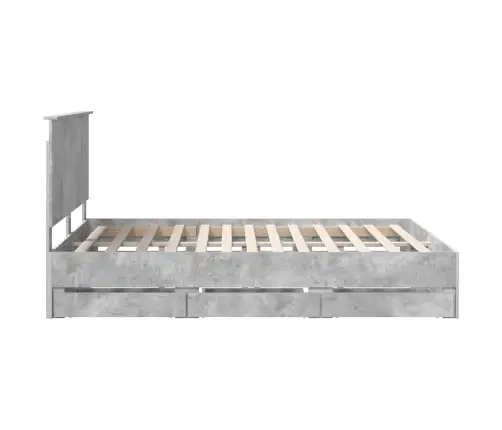Gultas Rāmis Betona Pelēks 150 X 200 Cm Inženieru Koks Vidaxl