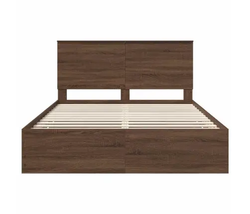 Gultas Rāmis Brūns Ozols 150 X 200 Cm Inženieru Koks Vidaxl