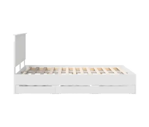 Gultas Rāmis Ar Atvilktni Balts 140 X 190 Cm Inženieru Koks Vidaxl