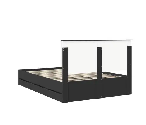 Gultas Rāmis Ar Atvilktni Melna 140 X 190 Cm Inženieru Koks Vidaxl
