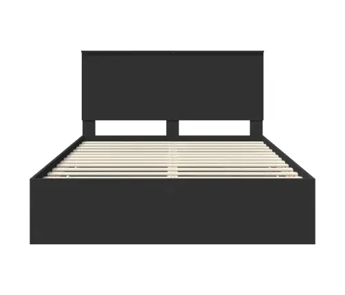 Gultas Rāmis Ar Atvilktni Melna 140 X 190 Cm Inženieru Koks Vidaxl