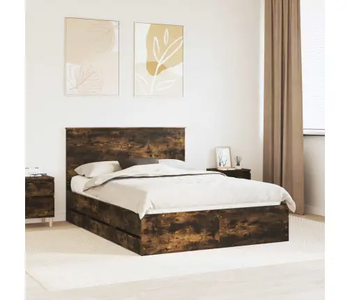 Voodi Raam Sahtliga Suitsetatud Tamm 140 X 190 Cm Inseneripuit