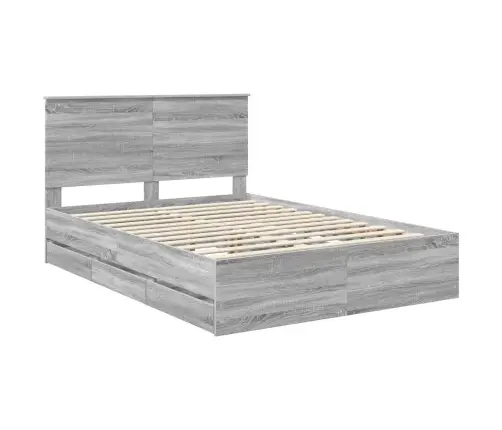 Gultas Rāmis Pelēks Sonoma 140 X 190 Cm Inženieru Koks Vidaxl