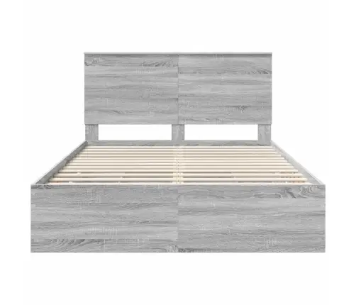 Gultas Rāmis Pelēks Sonoma 140 X 190 Cm Inženieru Koks Vidaxl