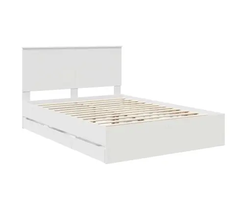 Voodi Raam Sahtliga Peaga Valge 140 X 200 Cm Inseneripuit