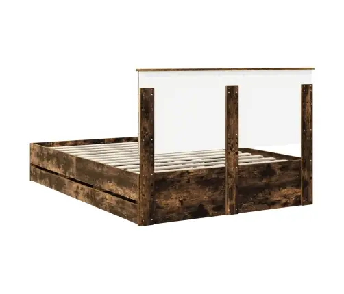 Voodi Raam Sahtliga Suitsetatud Tamm 135 X 190 Cm Inseneripuit