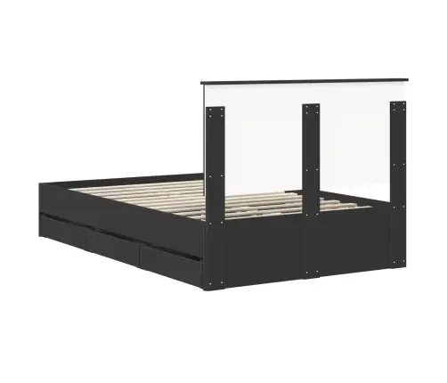 Gultas Rāmis Ar Atvilktni Melna 120 X 190 Cm Inženieru Koks Vidaxl