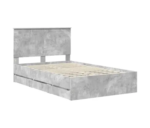 Gultas Rāmis Betona Pelēks 120 X 190 Cm Inženieru Koks Vidaxl