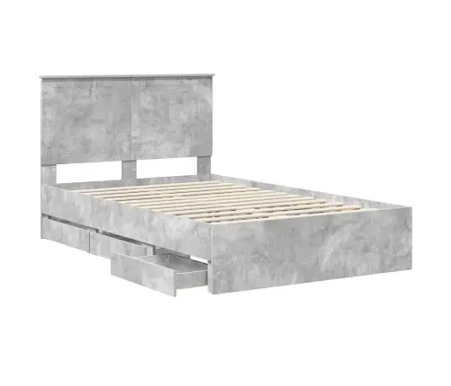 Gultas Rāmis Betona Pelēks 120 X 190 Cm Inženieru Koks Vidaxl