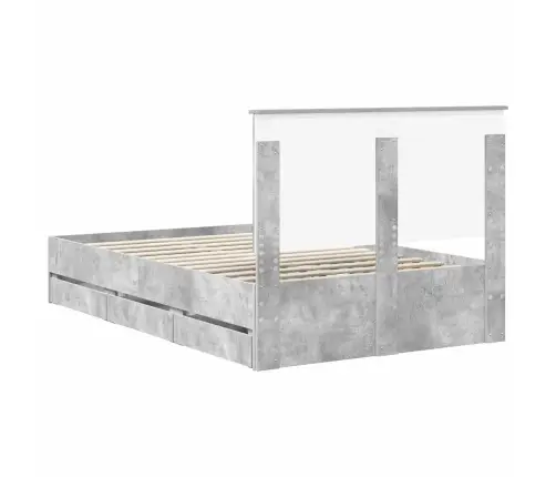 Gultas Rāmis Betona Pelēks 120 X 190 Cm Inženieru Koks Vidaxl