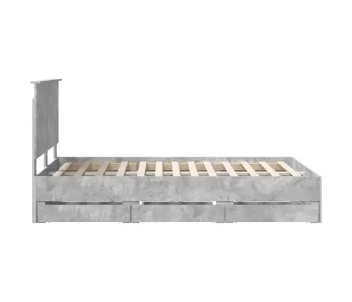 Gultas Rāmis Betona Pelēks 120 X 190 Cm Inženieru Koks Vidaxl
