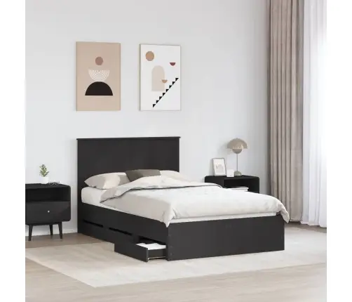 Voodi Raam Sahtliga Peaga Must 120 X 200 Cm Inseneripuit