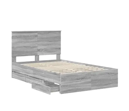 Gultas Rāmis Pelēks Sonoma 120 X 200 Cm Inženieru Koks Vidaxl