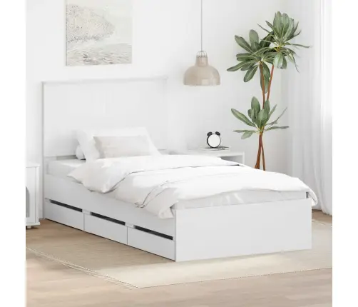 Lovos Rėmas Su Stalčių Balta 100 X 200 Cm Inžinerinė Mediena