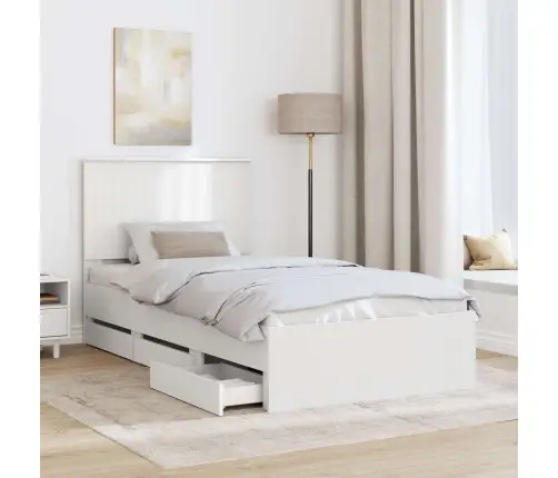 Lovos Rėmas Su Stalčių Balta 100 X 200 Cm Inžinerinė Mediena