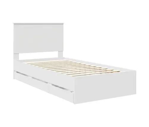 Lovos Rėmas Su Stalčių Balta 100 X 200 Cm Inžinerinė Mediena