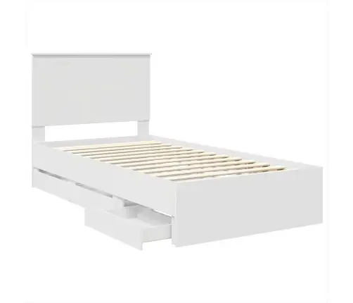 Lovos Rėmas Su Stalčių Balta 100 X 200 Cm Inžinerinė Mediena