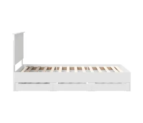 Lovos Rėmas Su Stalčių Balta 100 X 200 Cm Inžinerinė Mediena